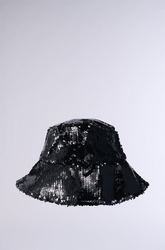 TIME TO SHINE SEQUIN BUCKET HAT IN BLACK