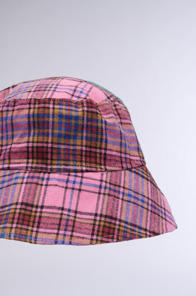 MIXED PRINTS PLAID BUCKET HAT