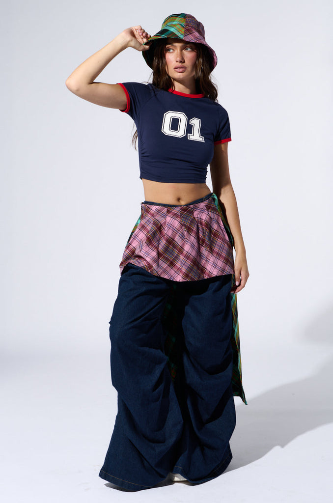 MIXED PRINTS PLAID BUCKET HAT