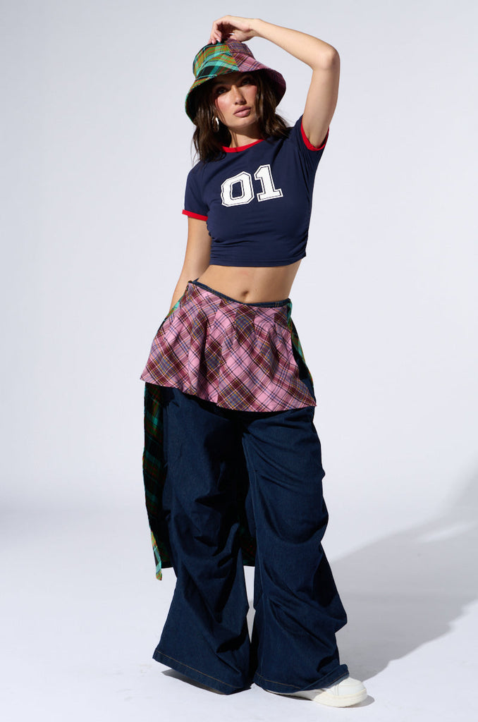 MIXED PRINTS PLAID BUCKET HAT