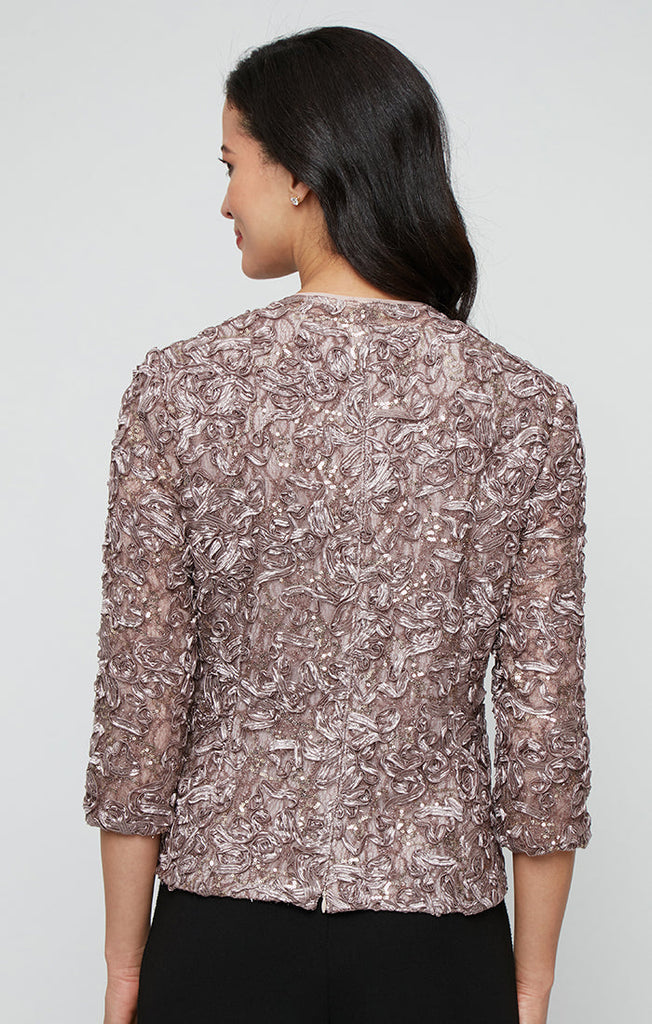3/4 Sleeve Soutache Lace Blouse with Square Neckline