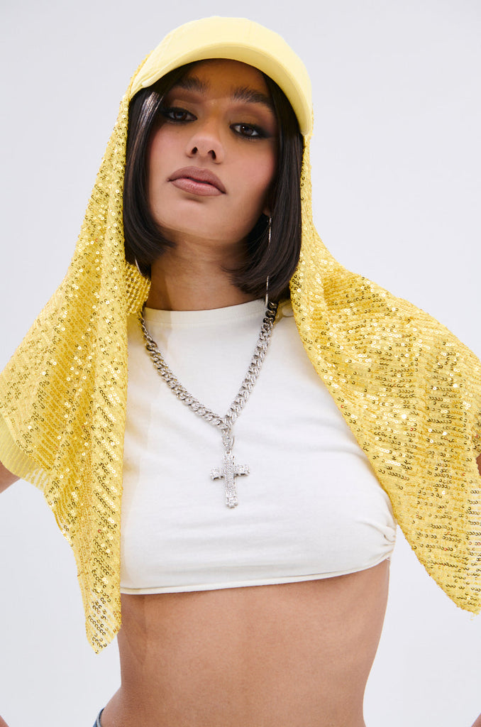 IN NYC SEQUIN SCARF HAT