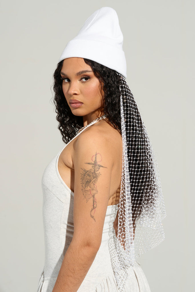 TRAIL OF RHINESTONES BEANIE