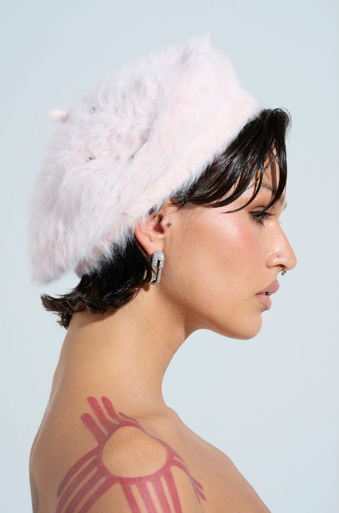 WHEN IN PARIS BLING FUZZY BERET