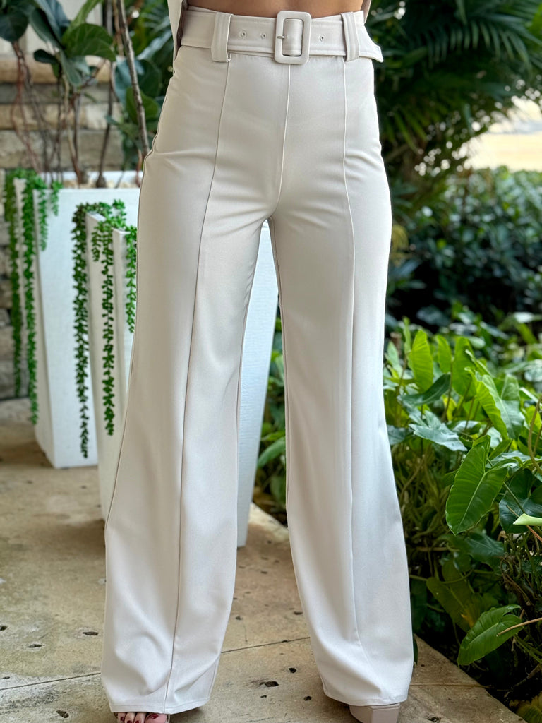 "Fran" Belted High Waisted Stretchy Pants