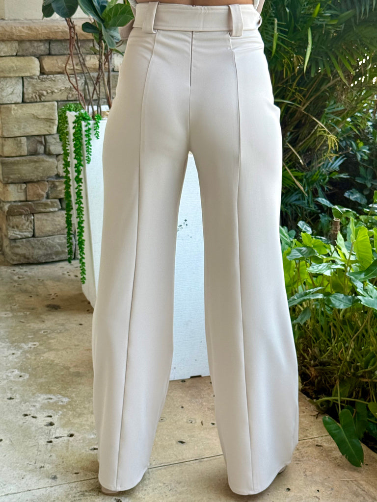 "Fran" Belted High Waisted Stretchy Pants
