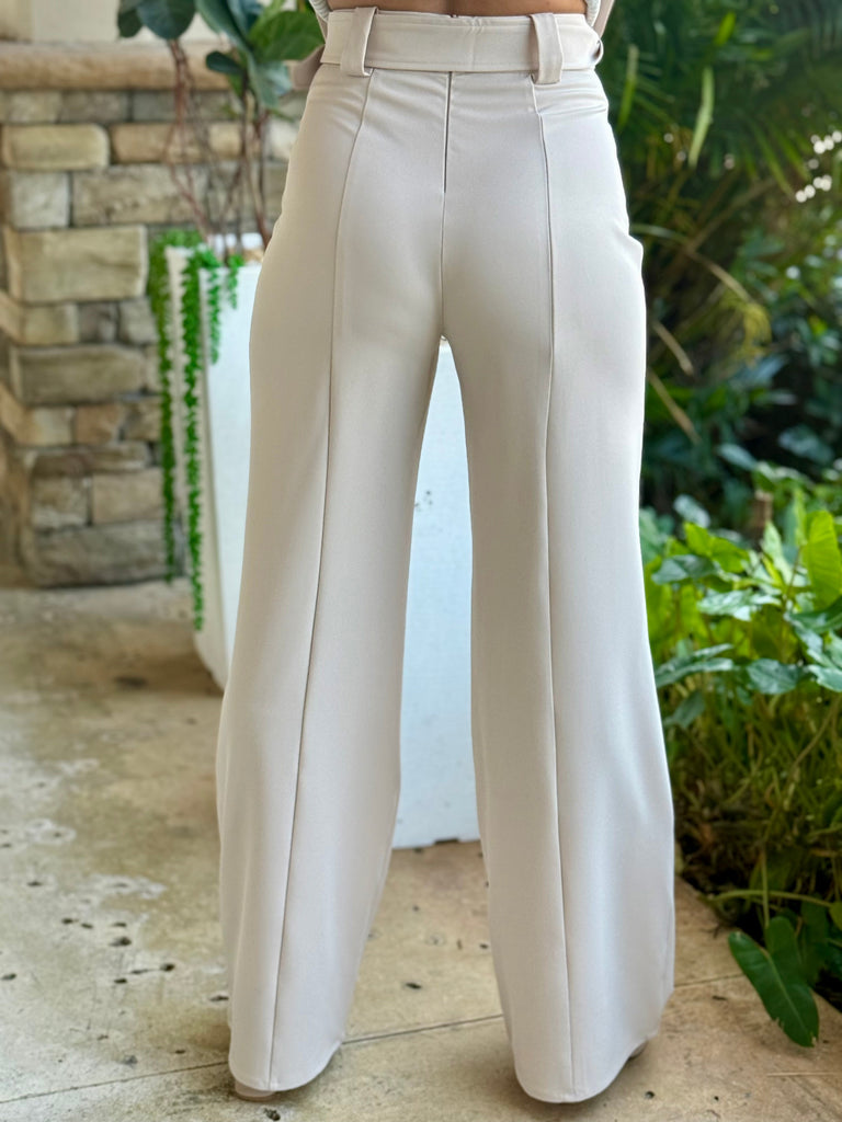 "Fran" Belted High Waisted Stretchy Pants
