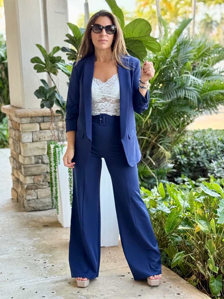 "Fran" Belted High Waisted Stretchy Pants
