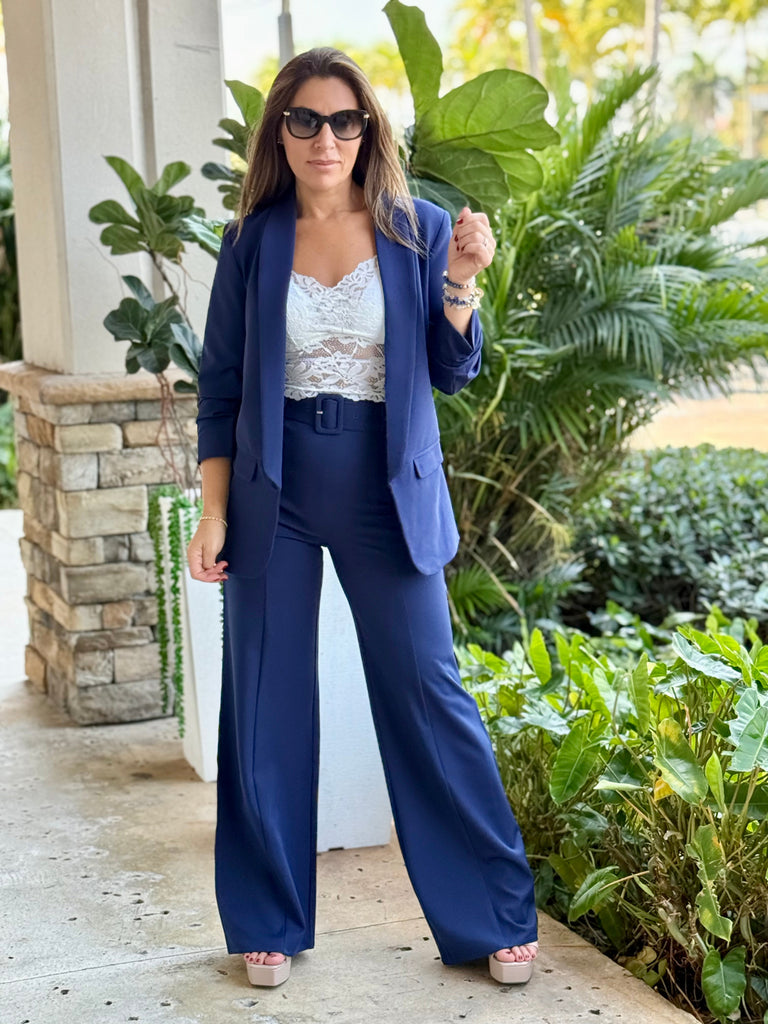 "Fran" Belted High Waisted Stretchy Pants