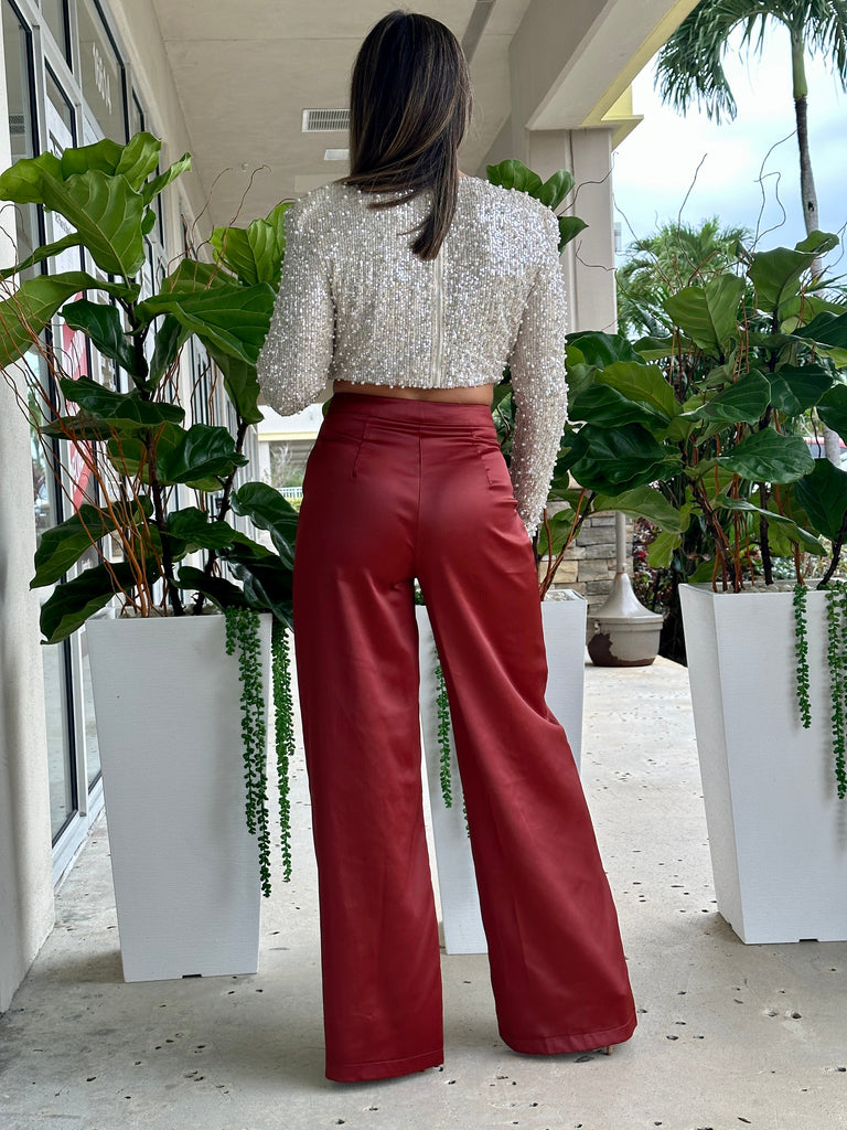 "Angie" Satin High Waisted Pants