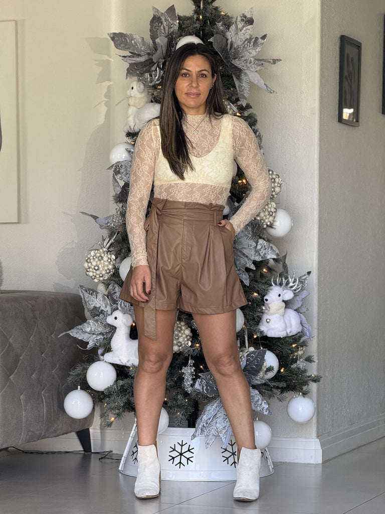 "Nicole" Faux Leather High Waisted Shorts