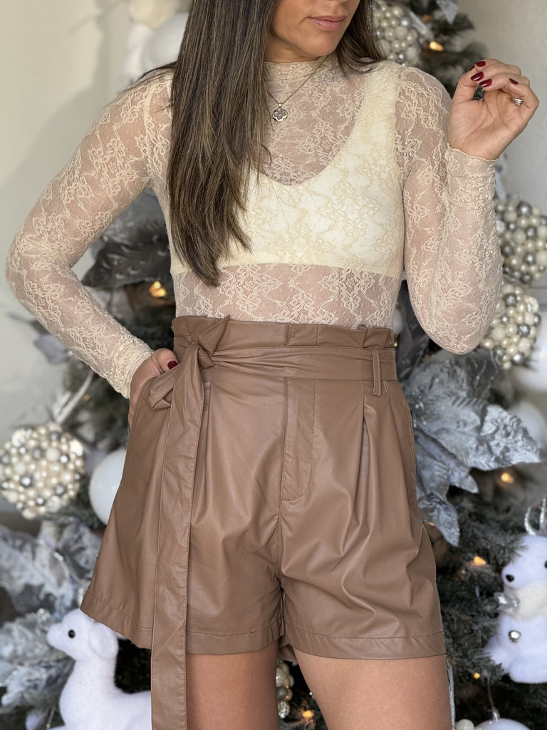 "Nicole" Faux Leather High Waisted Shorts