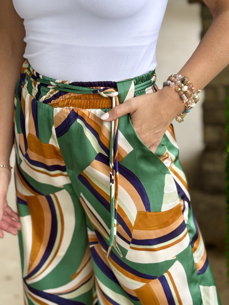 "Hanna" Multicolor Pocketed High Waisted Pants