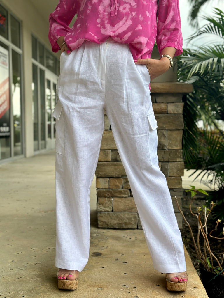 "Kg" Linen Cargo Pants