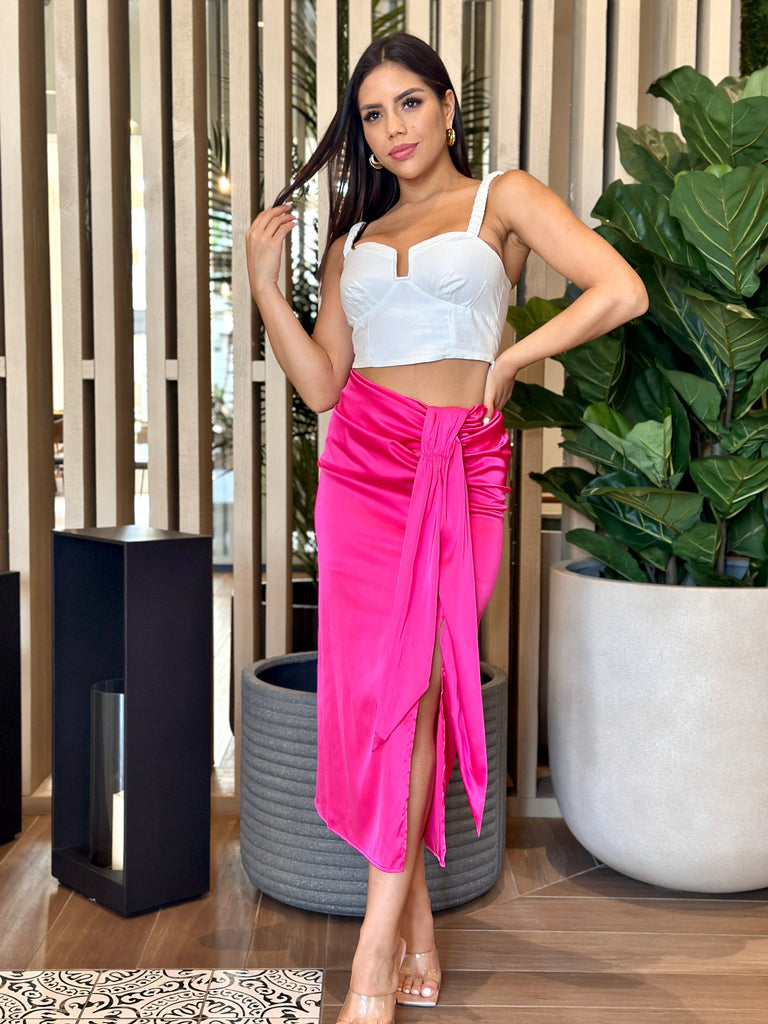 "Olivia" High Waisted Midi Skirt