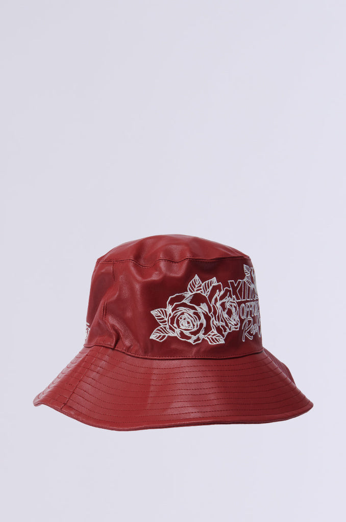 ROSE CITY EMBROIDERED PU BUCKET HAT