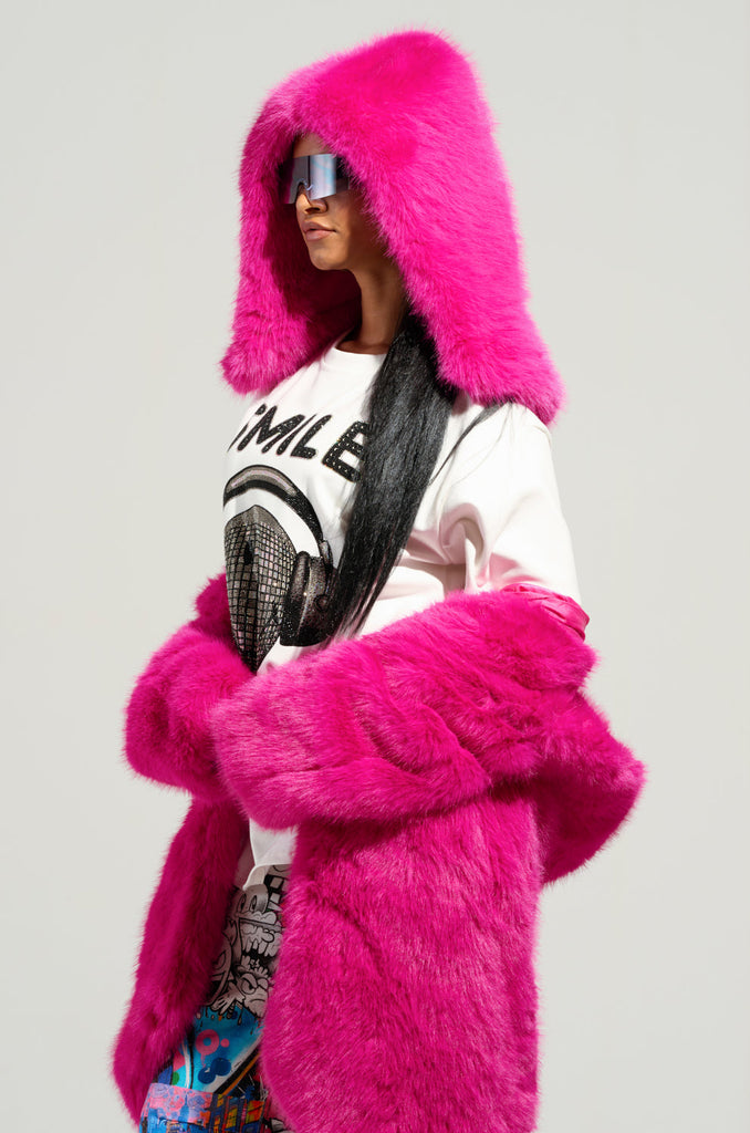 STAND ON IT FAUX FUR HOOD