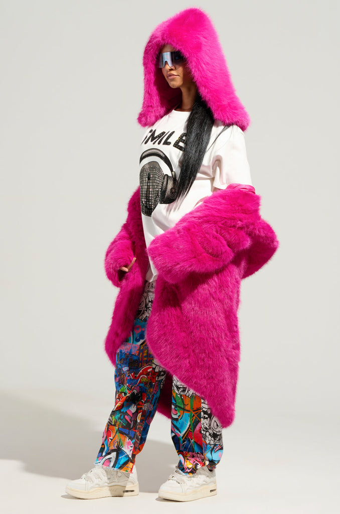 STAND ON IT FAUX FUR HOOD