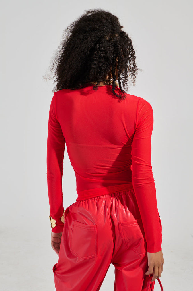 PAXTON DOUBLE LINED MESH LONG SLEEVE TOP