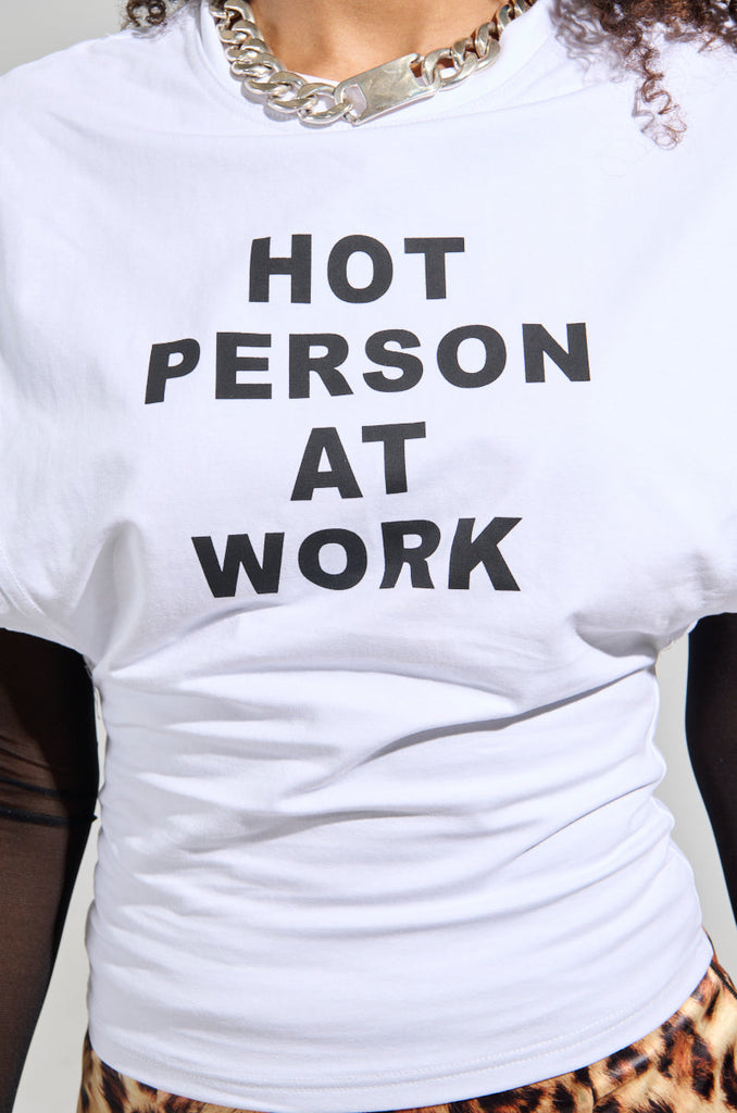 HOT PERSON AT WORK LONG SLEEVE GRAPHIC SHIRT