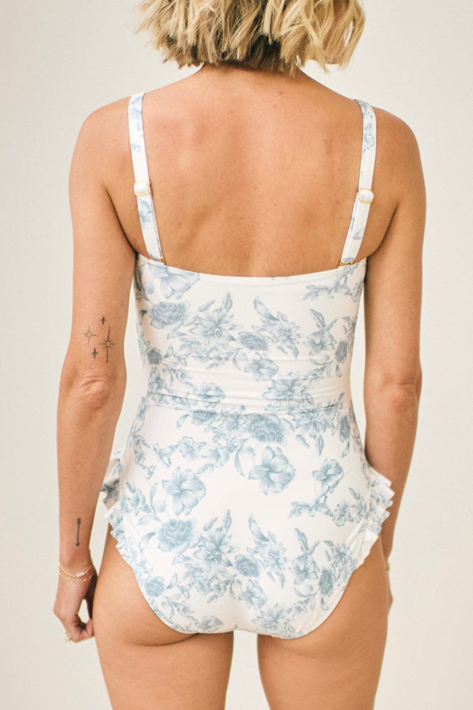 Abigail Strapless One-Piece Swimsuit in Daylight Saunter