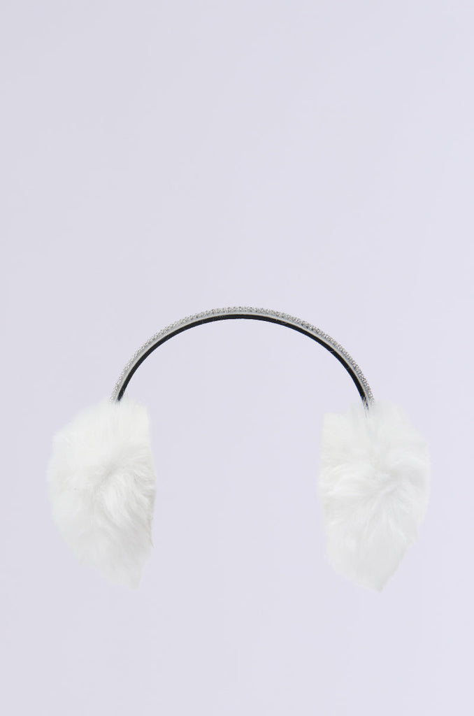 EXTRA RHINESTONE EAR MUFFS IN WHITE