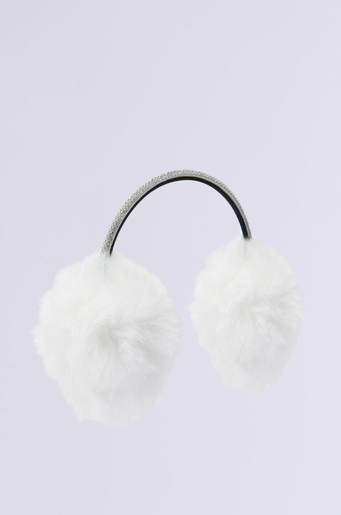 EXTRA RHINESTONE EAR MUFFS IN WHITE