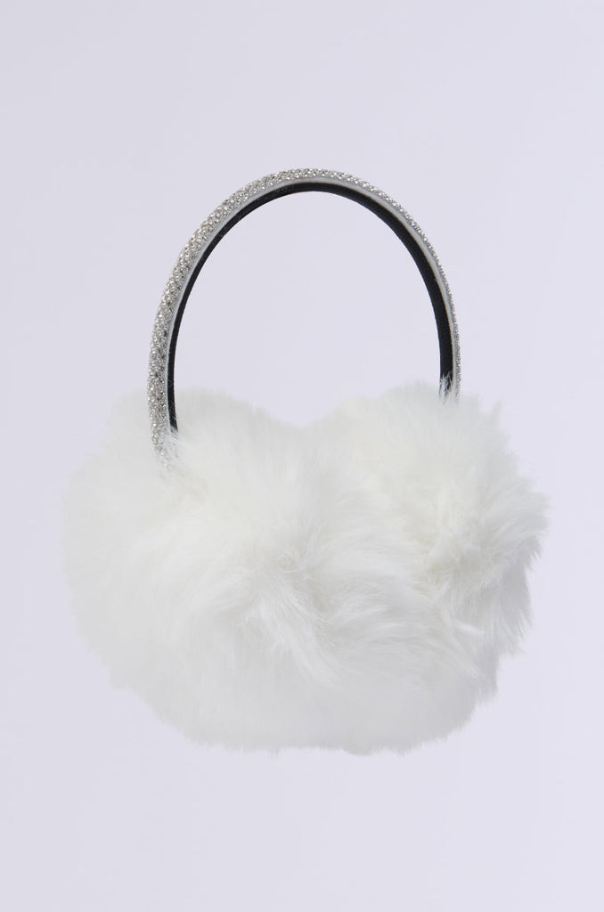 EXTRA RHINESTONE EAR MUFFS IN WHITE