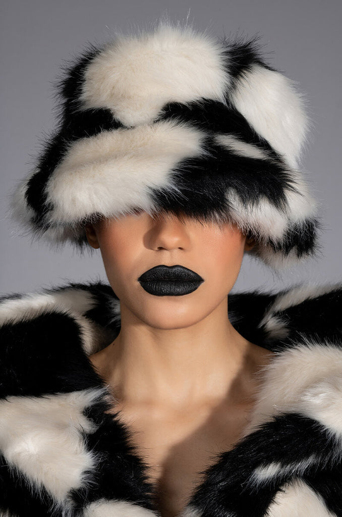 IF YOU SMILE FAUX FUR BUCKET HAT
