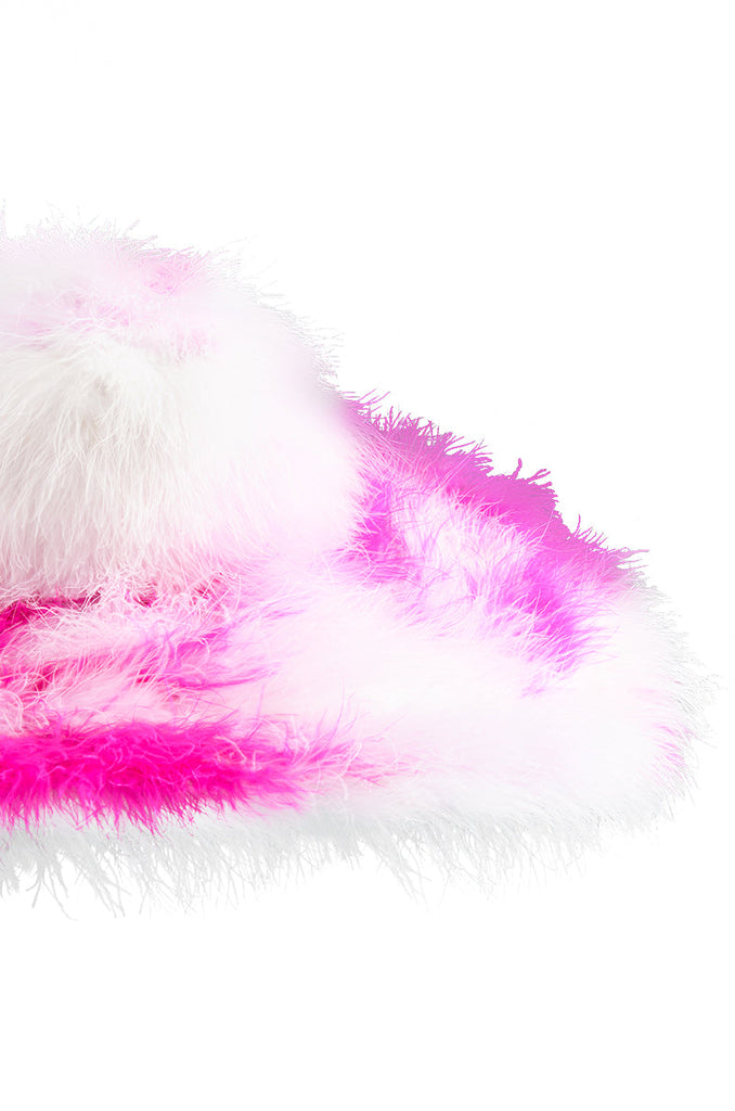KEKE GENUINE FEATHER WIDE BRIM HAT