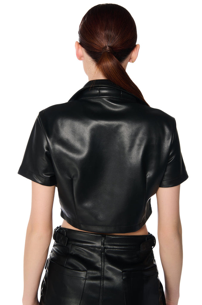 LIMITED EDITION FAUX LEATHER BUTTON DOWN SHIRT